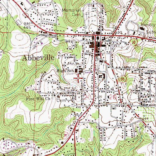 Topographic Map of City of Abbeville, AL