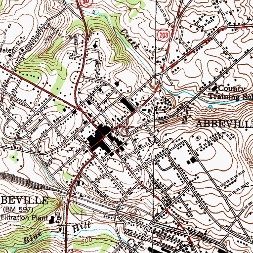 Topographic Map of City of Abbeville, SC