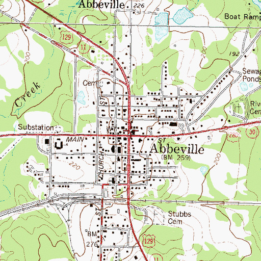 Topographic Map of City of Abbeville, GA