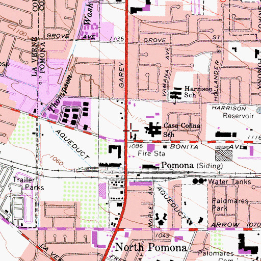 Topographic Map of Casa Colina School, CA