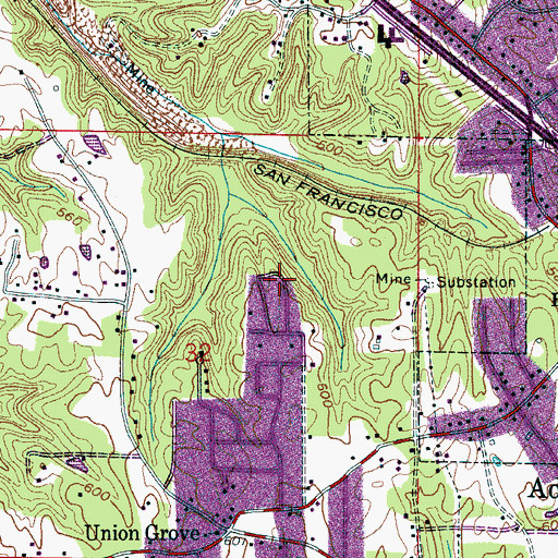 Topographic Map of City of Adamsville, AL