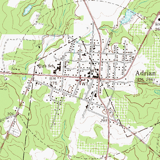Topographic Map of City of Adrian, GA