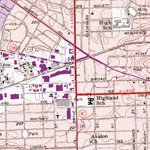 Topographic Map of City of Albany, GA