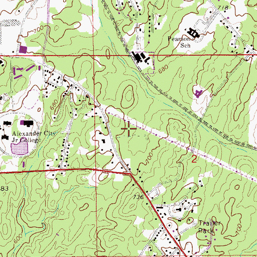Topographic Map of City of Alexander City, AL