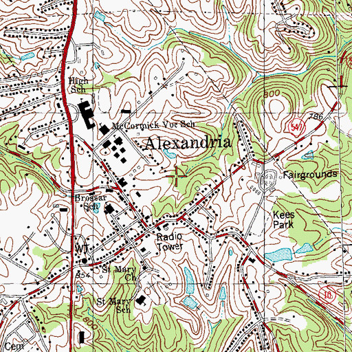 Topographic Map of City of Alexandria, KY