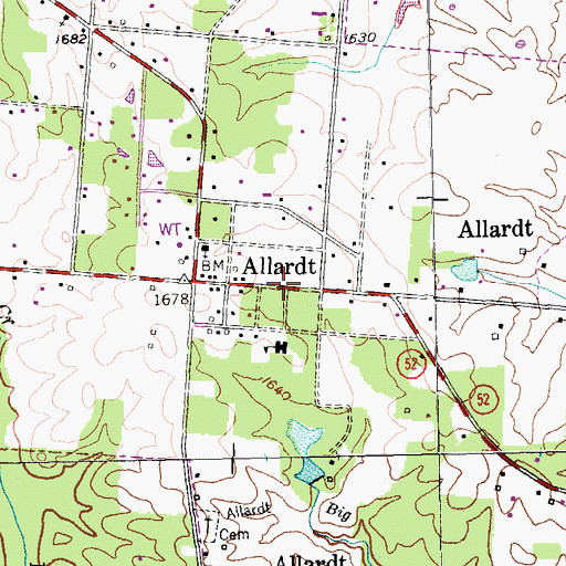 Topographic Map of City of Allardt, TN