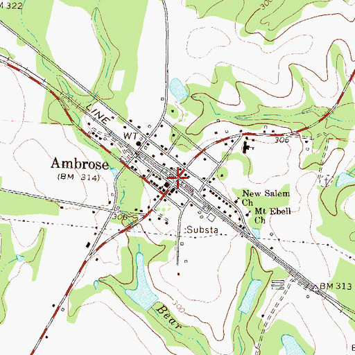 Topographic Map of City of Ambrose, GA