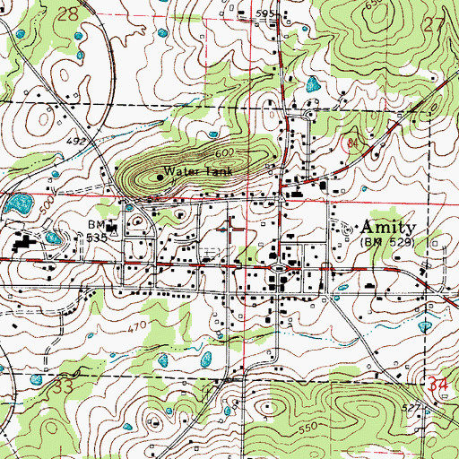 Topographic Map of City of Amity, AR