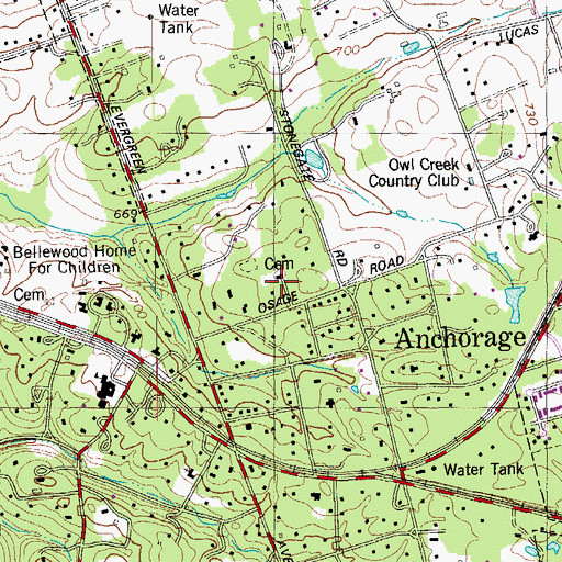 Topographic Map of City of Anchorage, KY