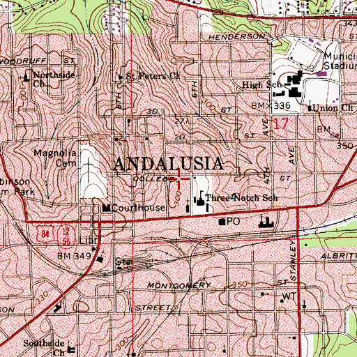 Topographic Map of City of Andalusia, AL