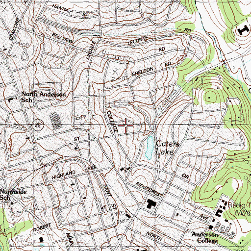 Topographic Map of City of Anderson, SC