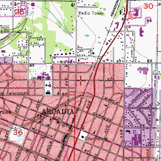 Topographic Map of City of Arcadia, FL