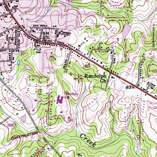Topographic Map of City of Archdale, NC