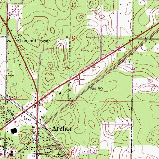 Topographic Map of City of Archer, FL