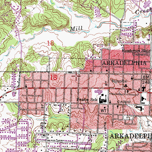 Topographic Map of City of Arkadelphia, AR