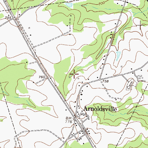 Topographic Map of City of Arnoldsville, GA