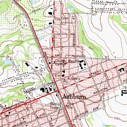 Topographic Map of City of Ashburn, GA