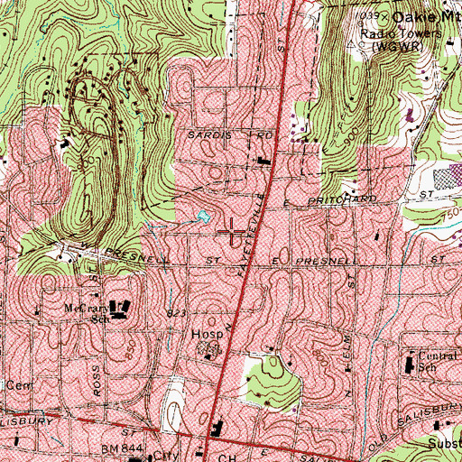 Topographic Map of City of Asheboro, NC