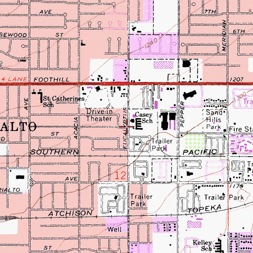 Topographic Map of Casey Elementary School, CA