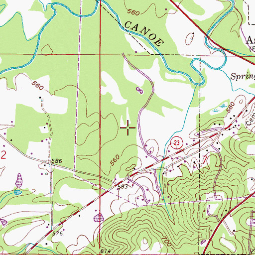 Topographic Map of City of Ashville, AL