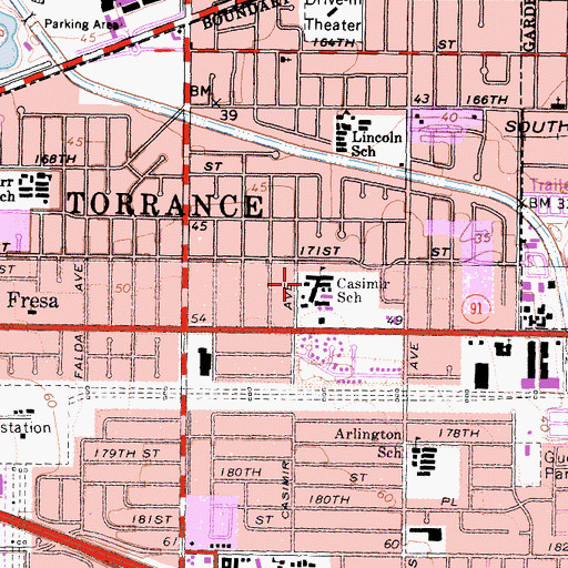 Topographic Map of Casimir Middle School, CA