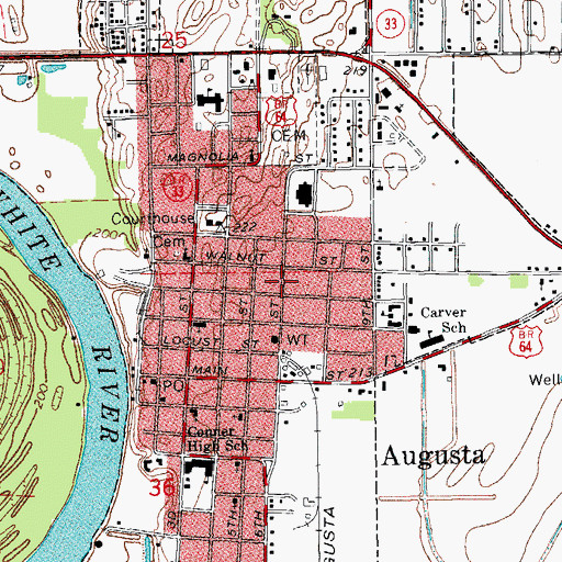 Topographic Map of City of Augusta, AR