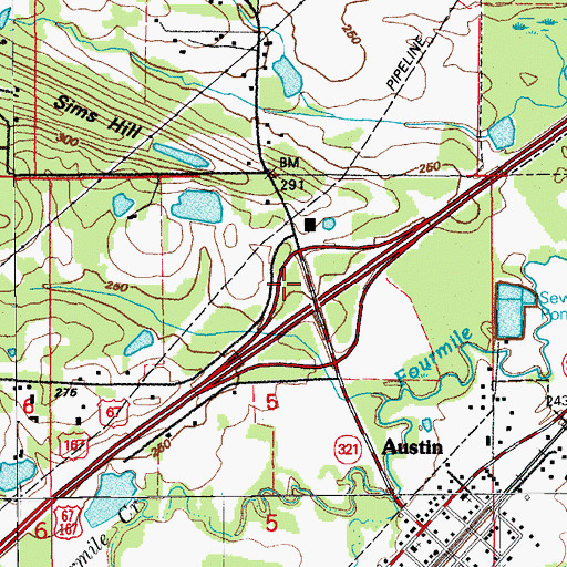 Topographic Map of City of Austin, AR