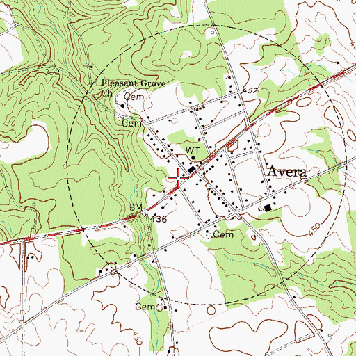 Topographic Map of City of Avera, GA