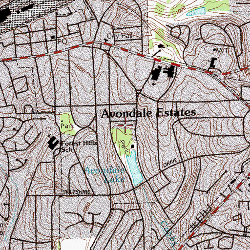 Topographic Map of City of Avondale Estates, GA