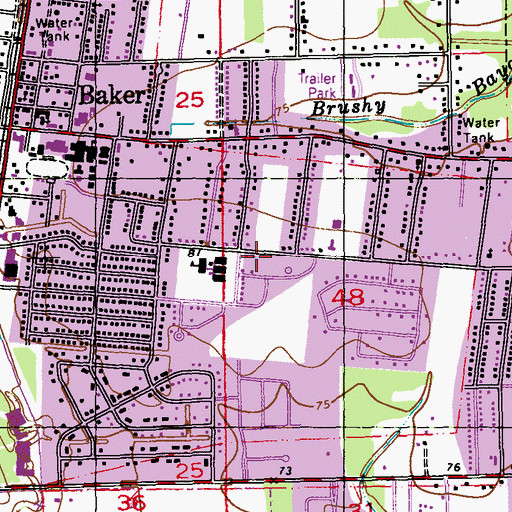 Topographic Map of City of Baker, LA