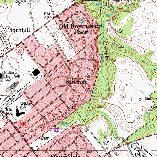 Topographic Map of City of Bancroft, KY