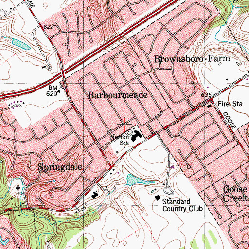Topographic Map of City of Barbourmeade, KY
