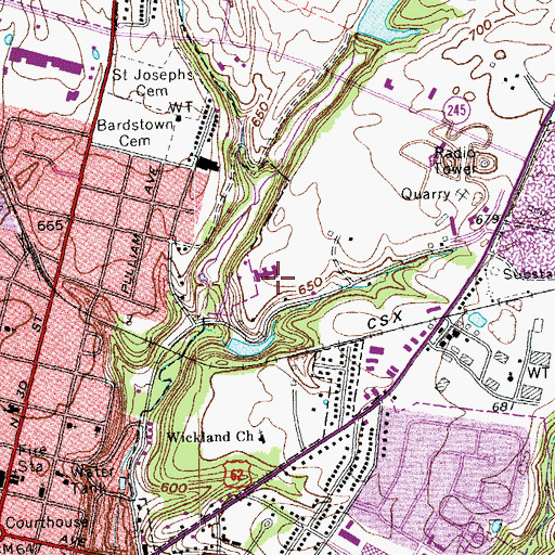 Topographic Map of City of Bardstown, KY