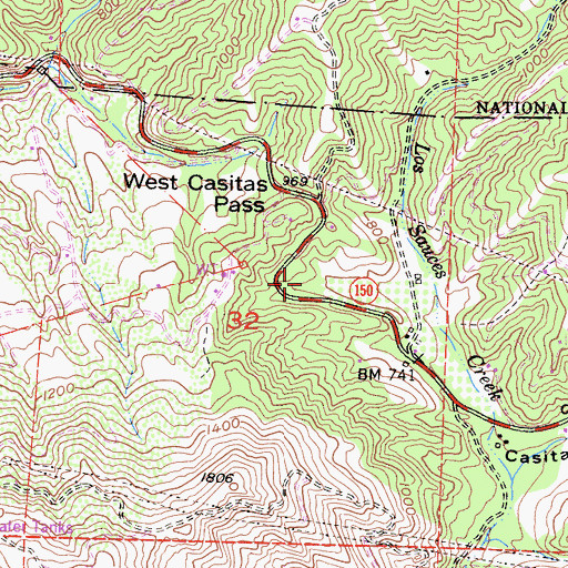 Topographic Map of Casitas Valley, CA