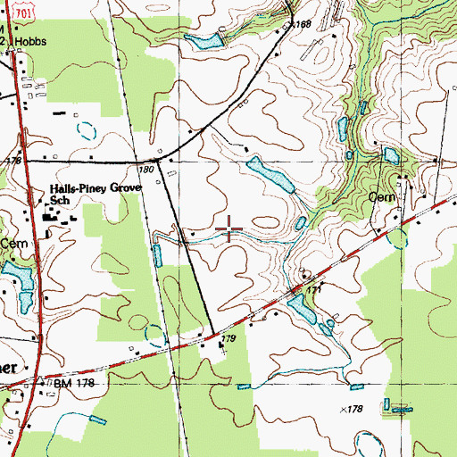 Topographic Map of Keener Census Designated Place, NC