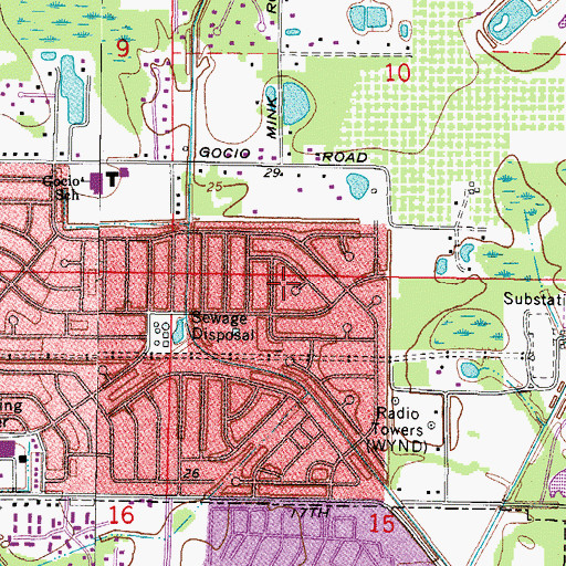 Topographic Map of Kensington Park Census Designated Place, FL