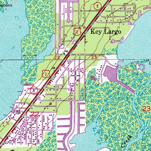 Topographic Map of Key Largo Census Designated Place, FL
