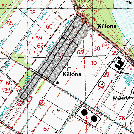 Topographic Map of Killona Census Designated Place, LA