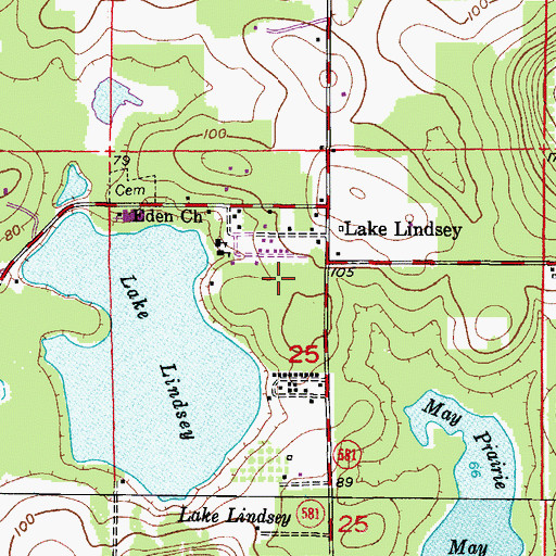 Topographic Map of Lake Lindsey Census Designated Place, FL