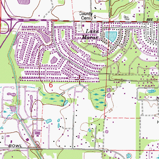 Topographic Map of Lake Sarasota Census Designated Place, FL