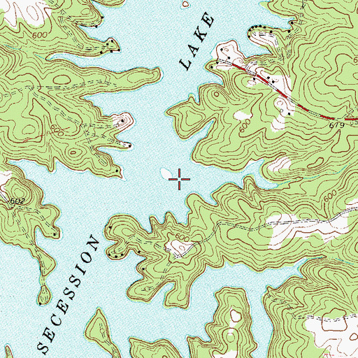 Topographic Map of Lake Secession Census Designated Place, SC