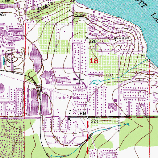 Topographic Map of Lakeland Highlands Census Designated Place, FL