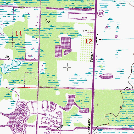 Topographic Map of Lakeside Green Census Designated Place, FL