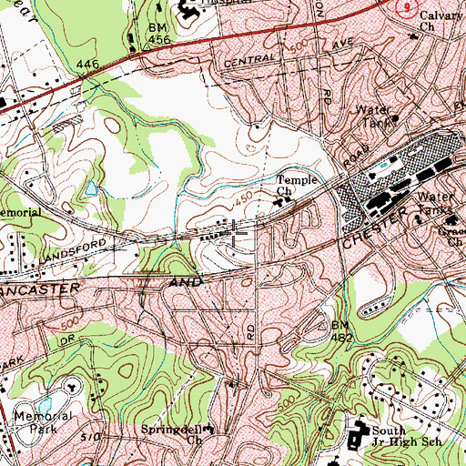Topographic Map of Lancaster Mill Census Designated Place (historical), SC