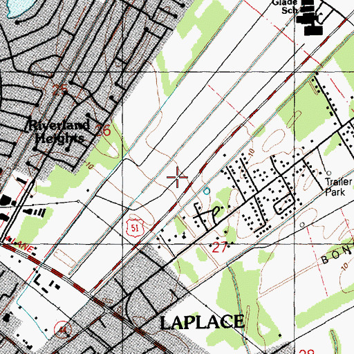 Topographic Map of Laplace Census Designated Place, LA