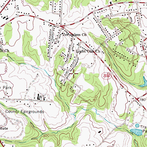 Topographic Map of Light Oak Census Designated Place, NC