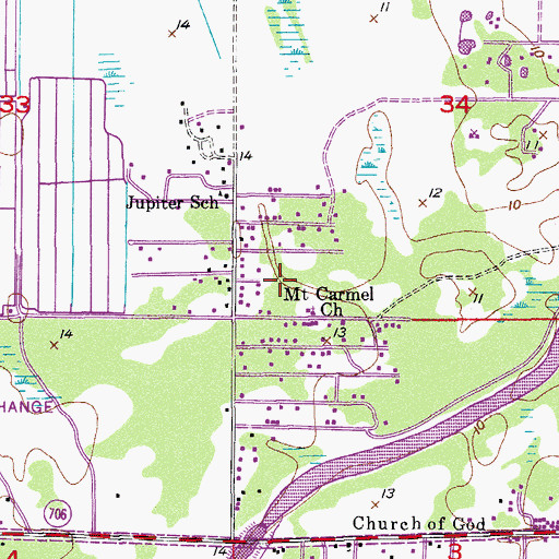 Topographic Map of Limestone Creek Census Designated Place, FL