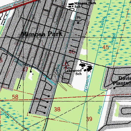 Topographic Map of Luling Census Designated Place, LA
