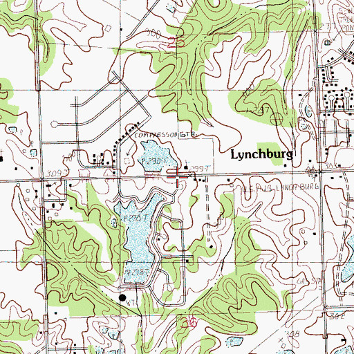 Topographic Map of Lynchburg Census Designated Place, MS