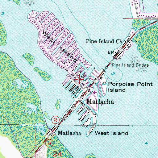 Topographic Map of Matlacha Census Designated Place, FL